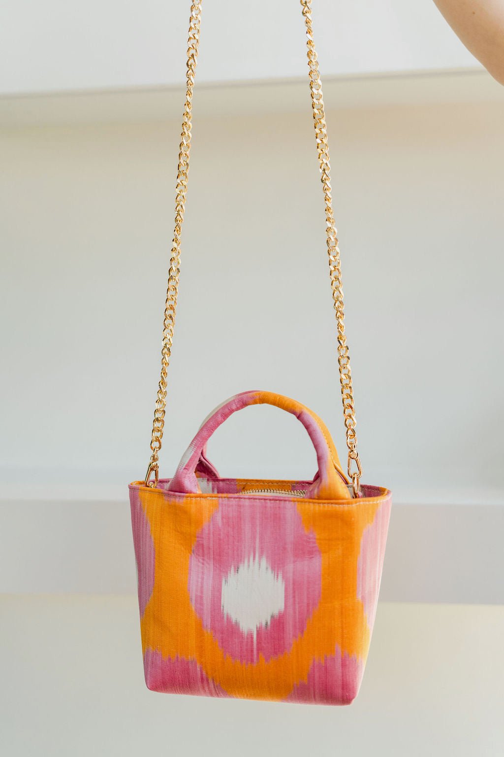 Pink/Orange Ikat Print Mini Cypress Tote - Amor Lafayette