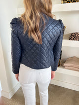 Navy Cropped Quilted Jacket
