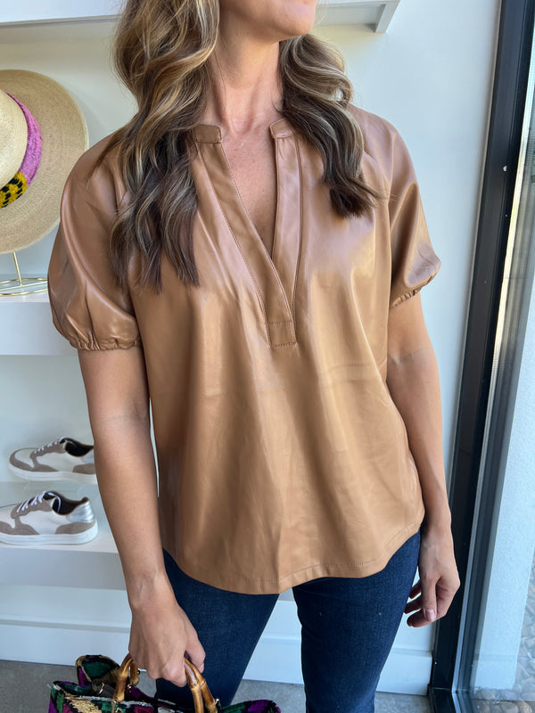 Soft Brown Leather Alora Top