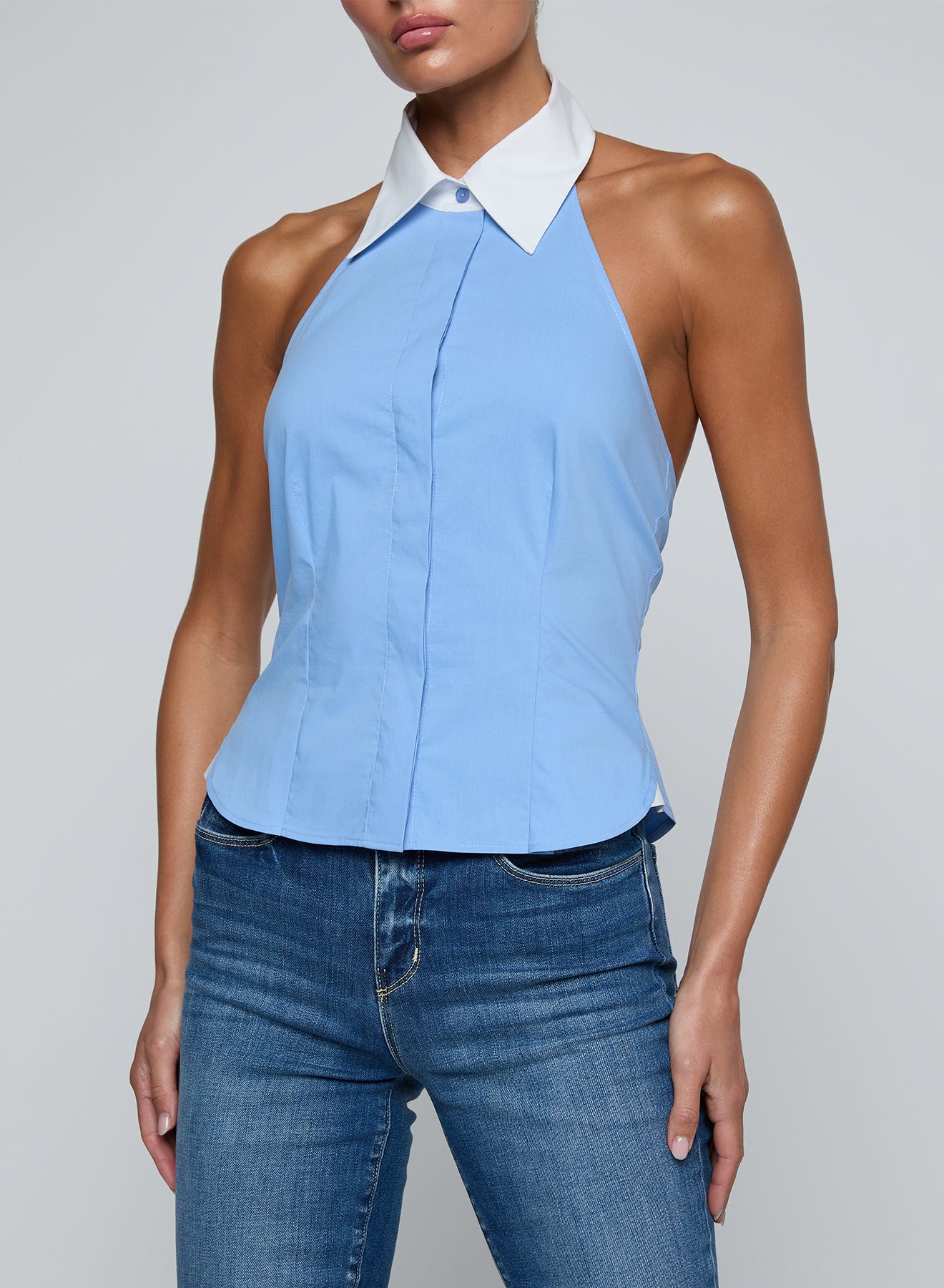 RINA COLLARED HALTER TOP