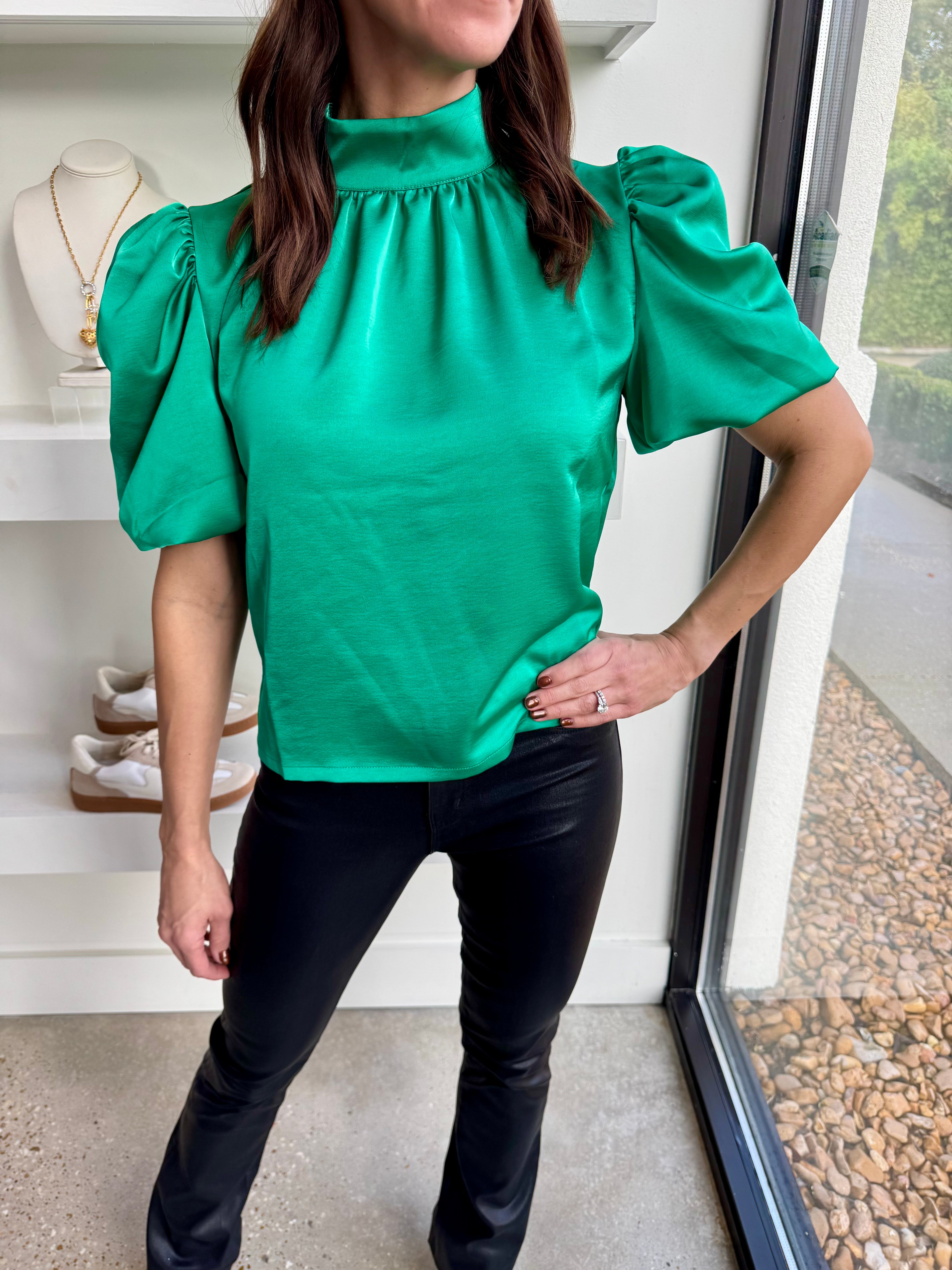 Dynasty Green Carmen Top