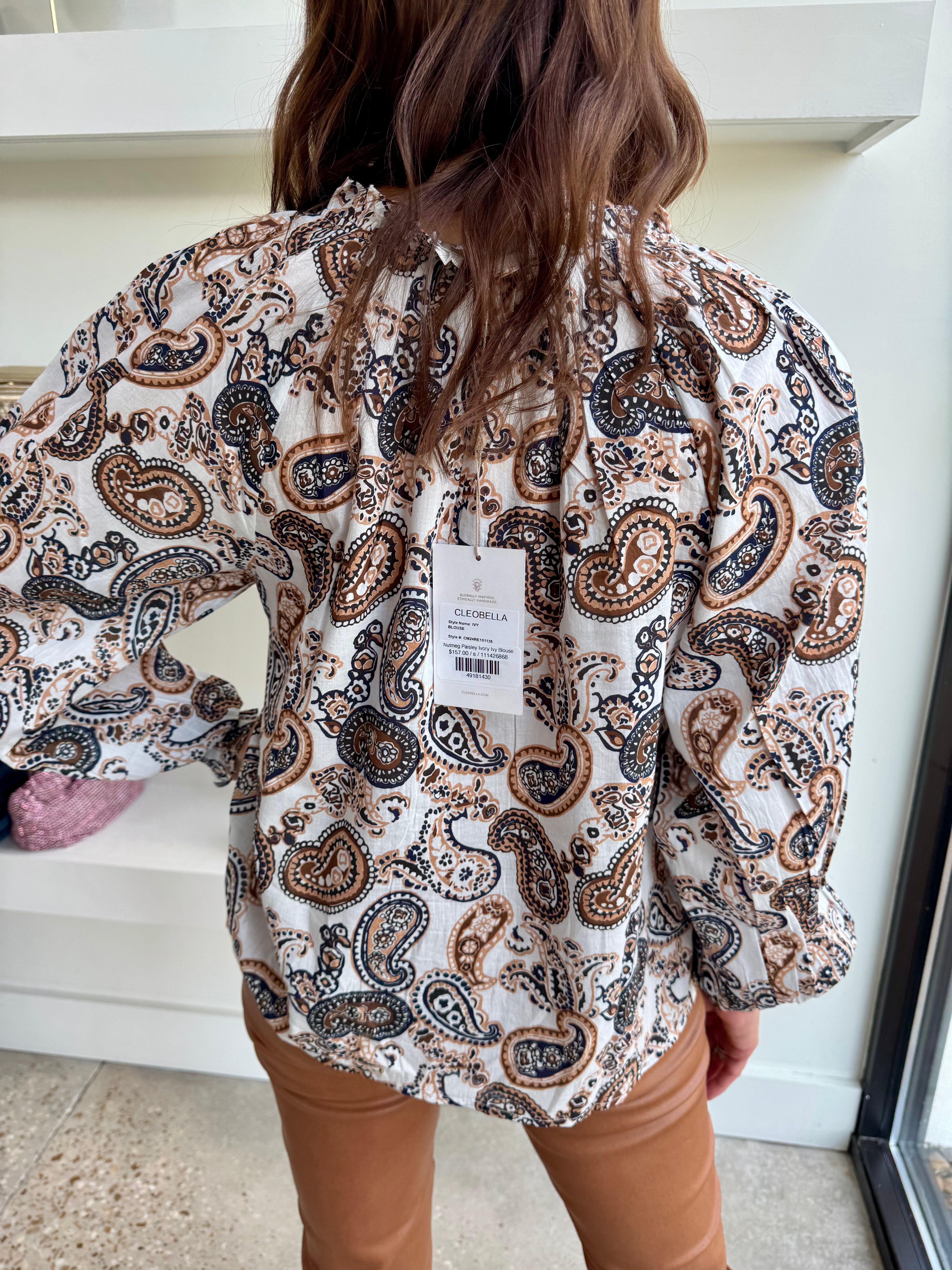 Nutmeg Paisley Ivory Ivy Blouse