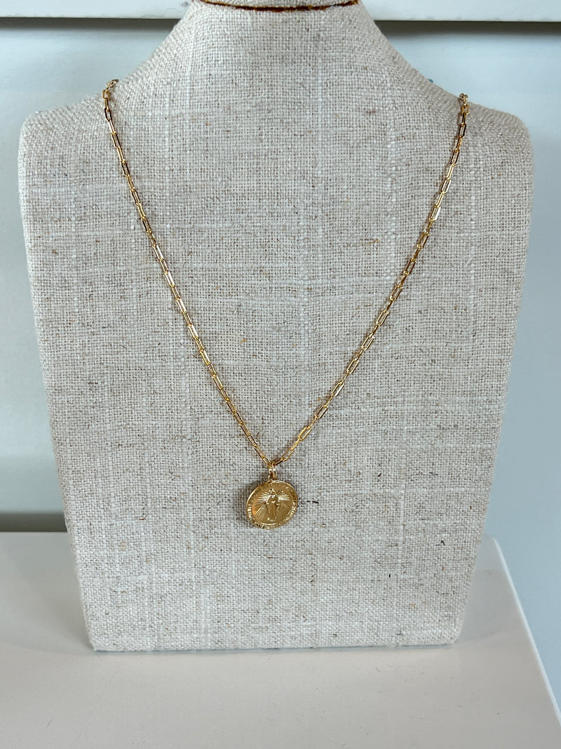 Gold Miraculous Medal Necklace