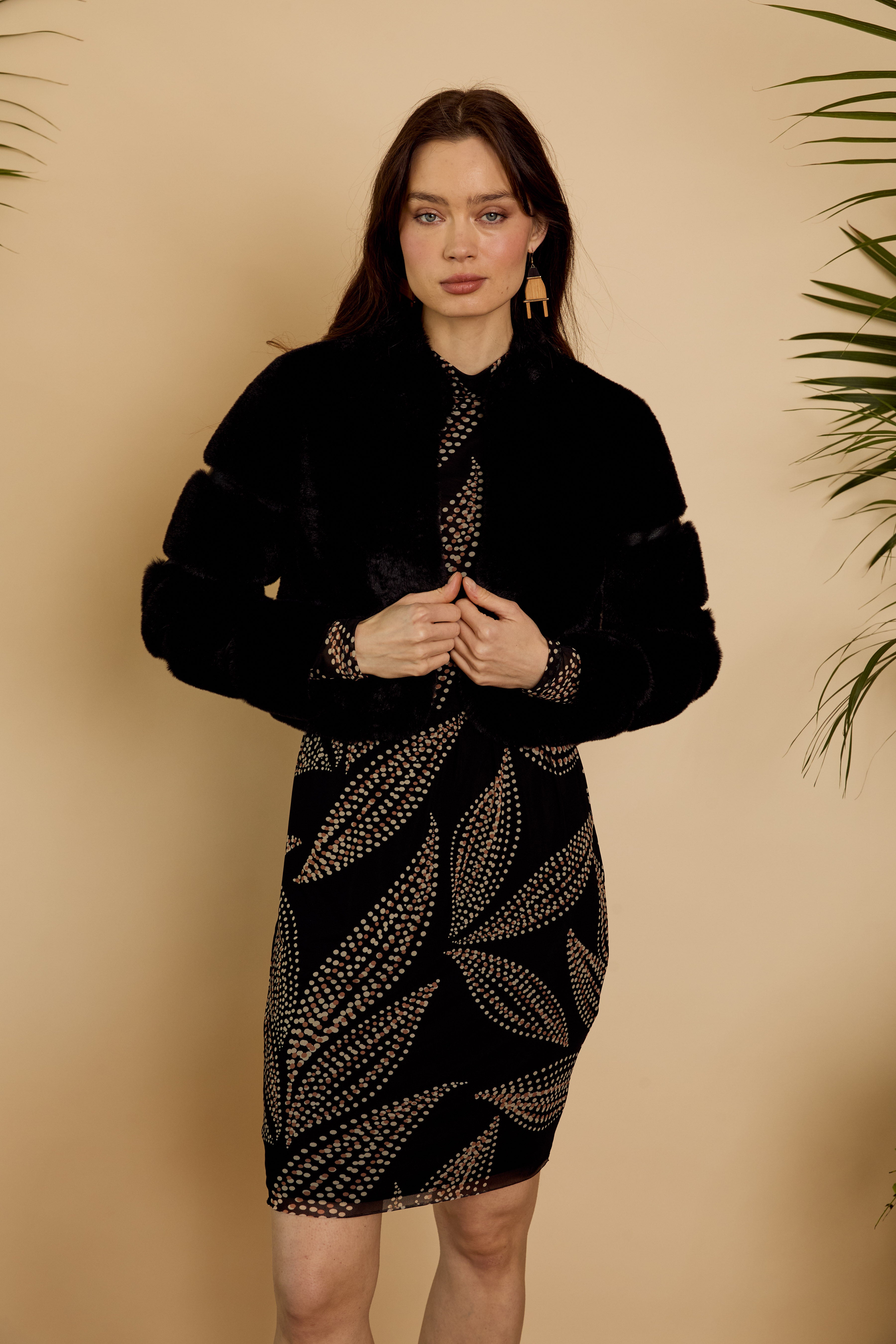 Abril Faux Fur Jacket in Black