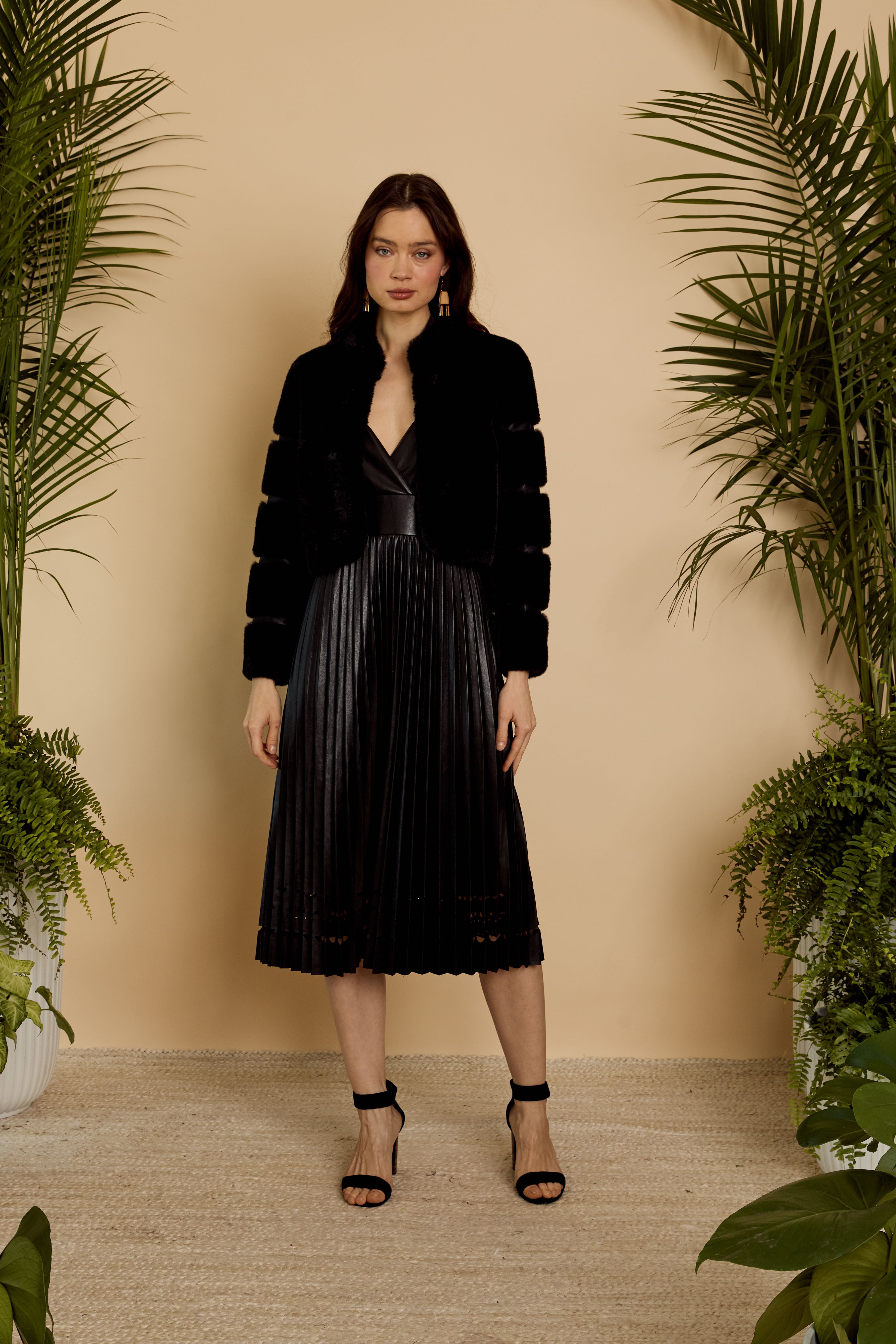 Abril Faux Fur Jacket in Black