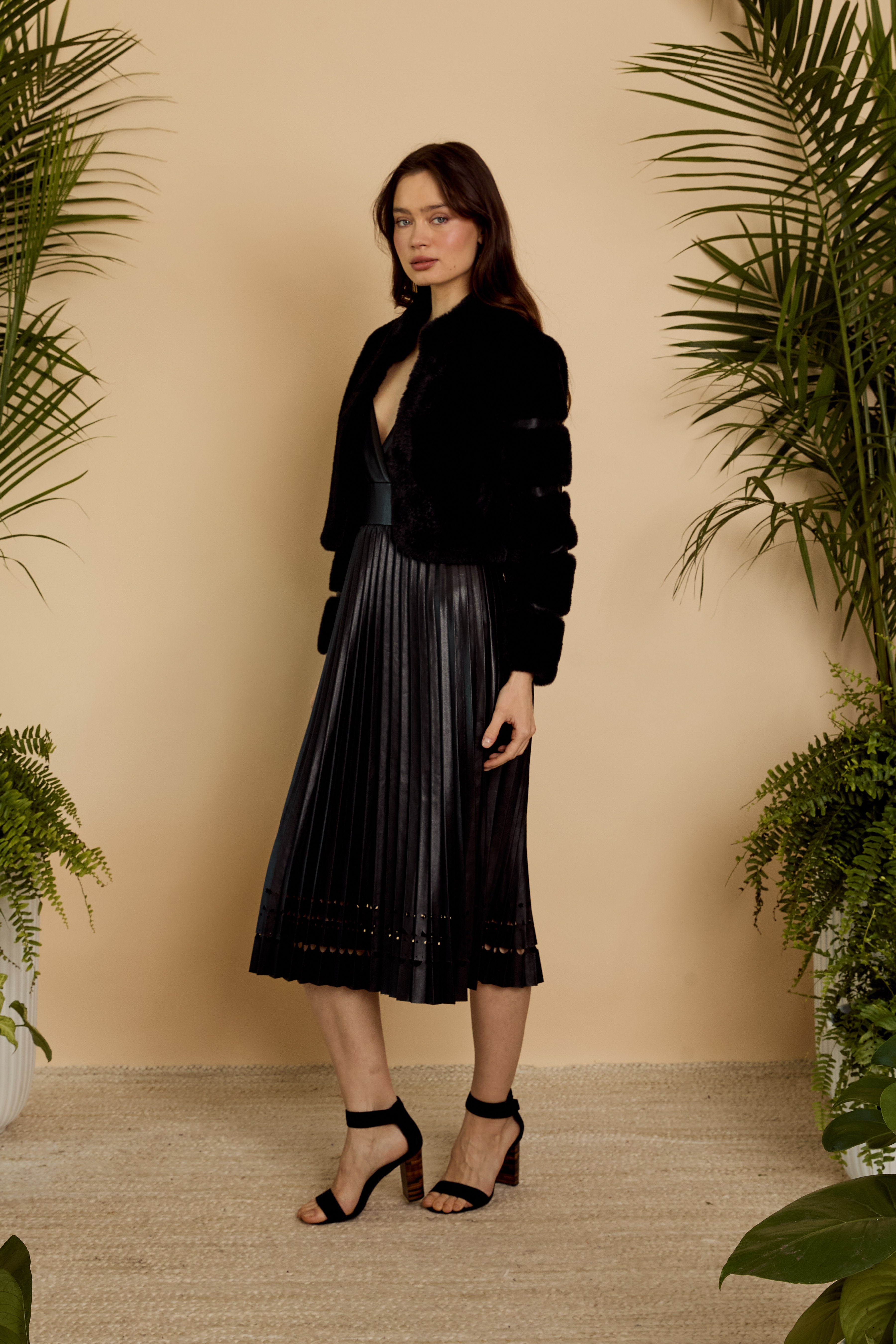 Abril Faux Fur Jacket in Black
