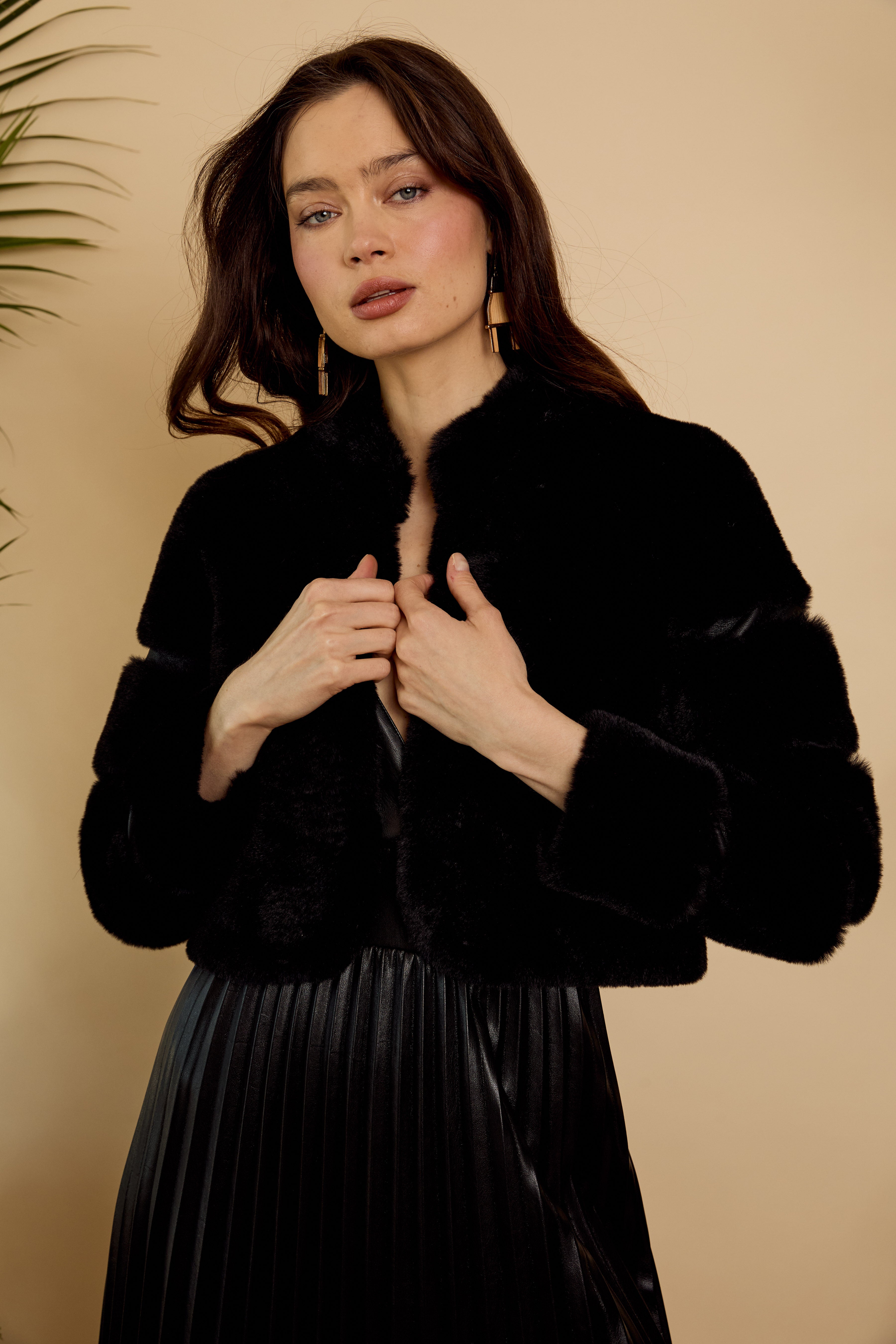 Abril Faux Fur Jacket in Black