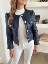 Navy Cropped Quilted Jacket