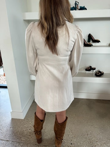 Creme Faux Suede Dress