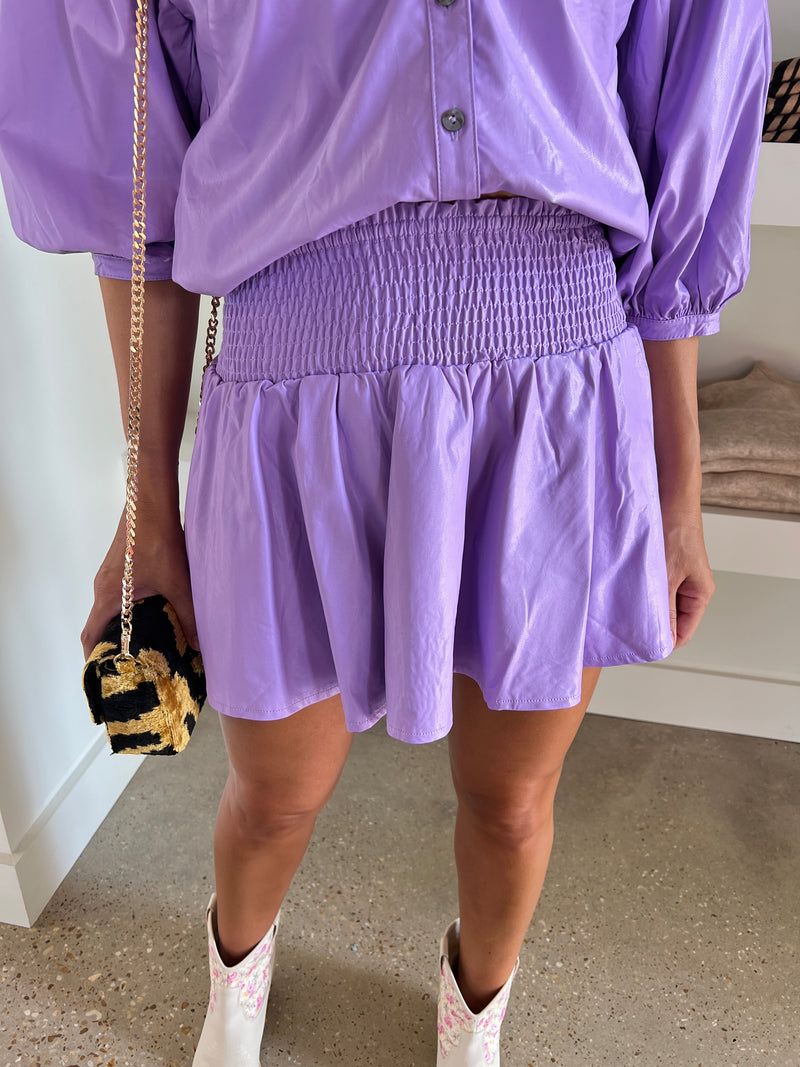 Lilac Solid Pleather Skort