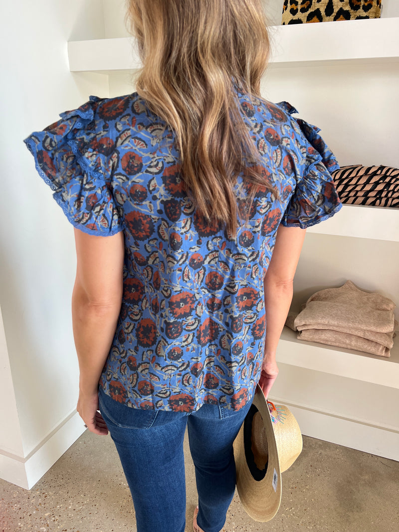 Navy Flowers Paz Top