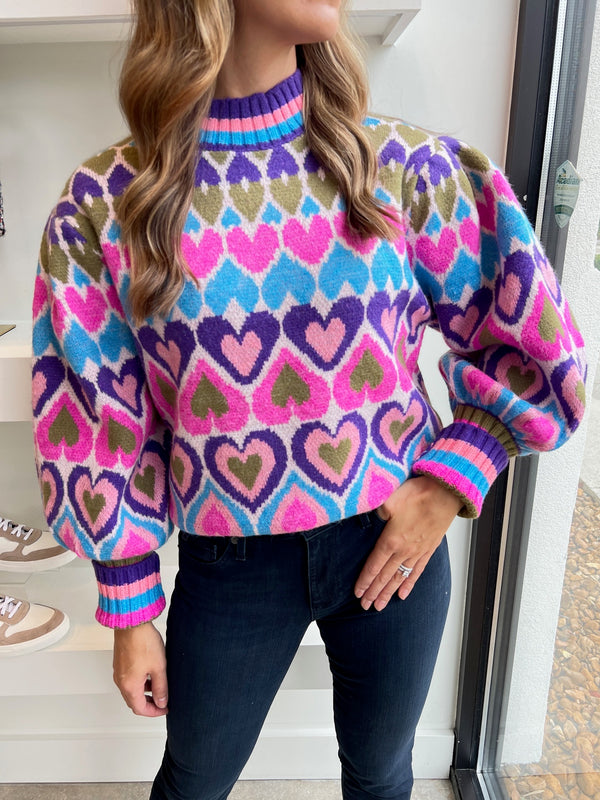 Blue/Pink Heart Sweater