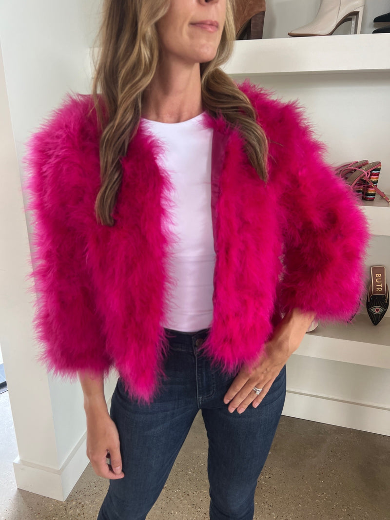 Hot Pink Bianca Feather Coat