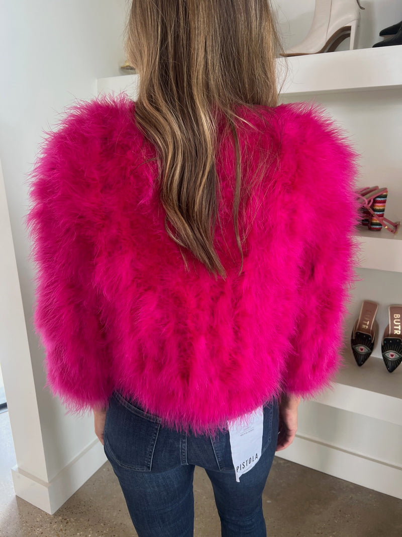 Hot Pink Bianca Feather Coat