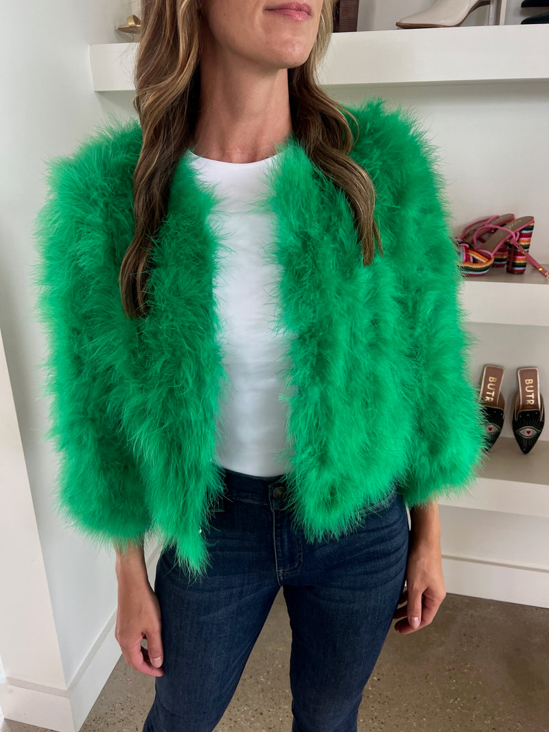 Patty Kim Emerald Bianca Feather Coat - Women's Fashion Winter Outerwear