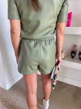 Dusty Olive Faux The Record Short