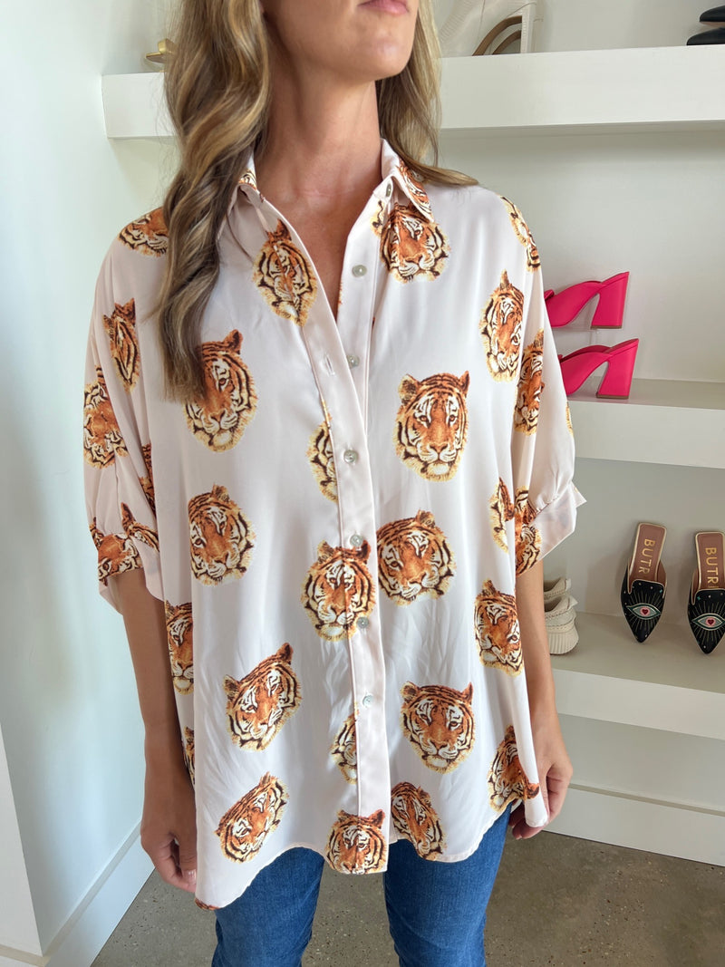 Easy Tiger Oversized Button Down Shirt