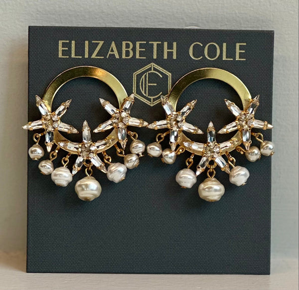 Elizabeth Cole Vaela Earrings with Crystals and Pearls - A chic and elegant accessory featuring glistening crystals and classic pearls, ideal for enhancing your outfit.