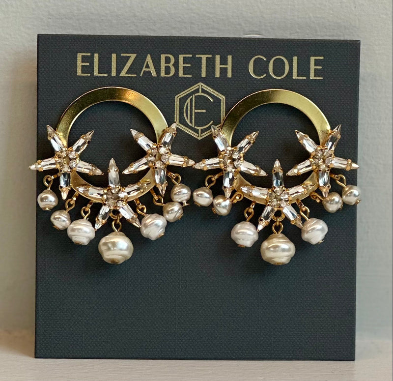Elizabeth Cole Vaela Earrings with Crystals and Pearls - A chic and elegant accessory featuring glistening crystals and classic pearls, ideal for enhancing your outfit.