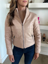 Almond Quilted Bomber Jacket