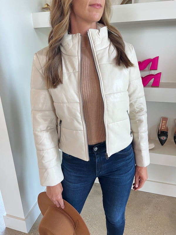 Natural Quilted Bomber Jacket