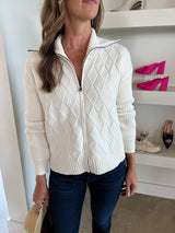 Ivory Zip Up Sweater