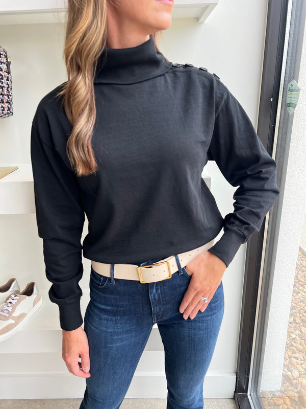 Jet Black Monica Turtleneck with Button