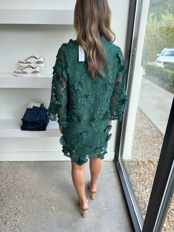 Hunter Green Lace Seraphina Dress