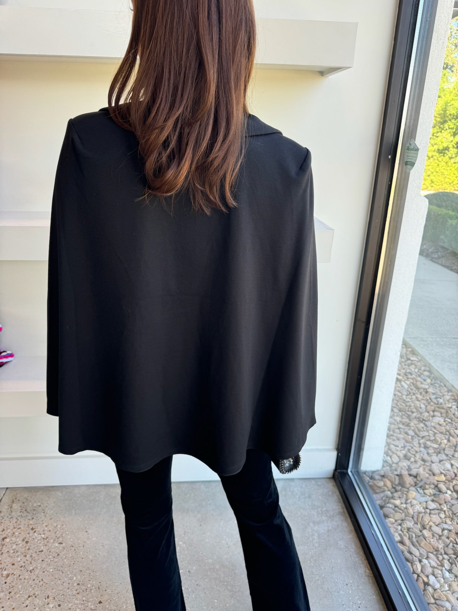 Black Joy Ponte Knit Overlay Cape