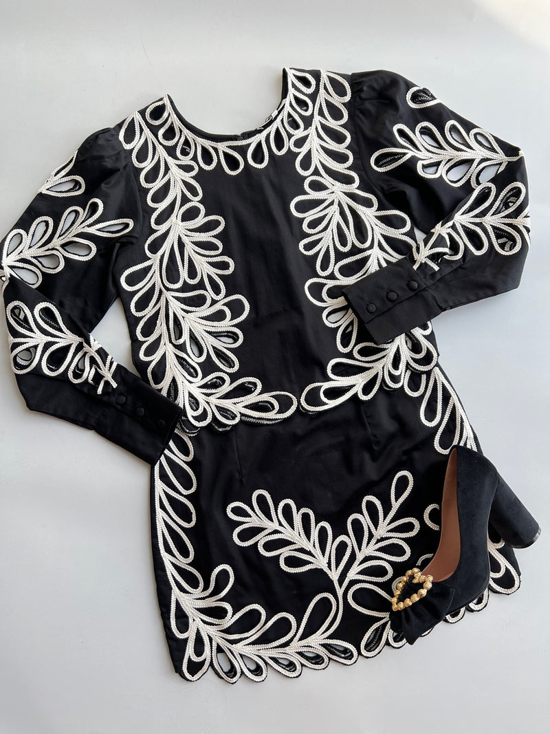 Black Odette Embroidered Skirt