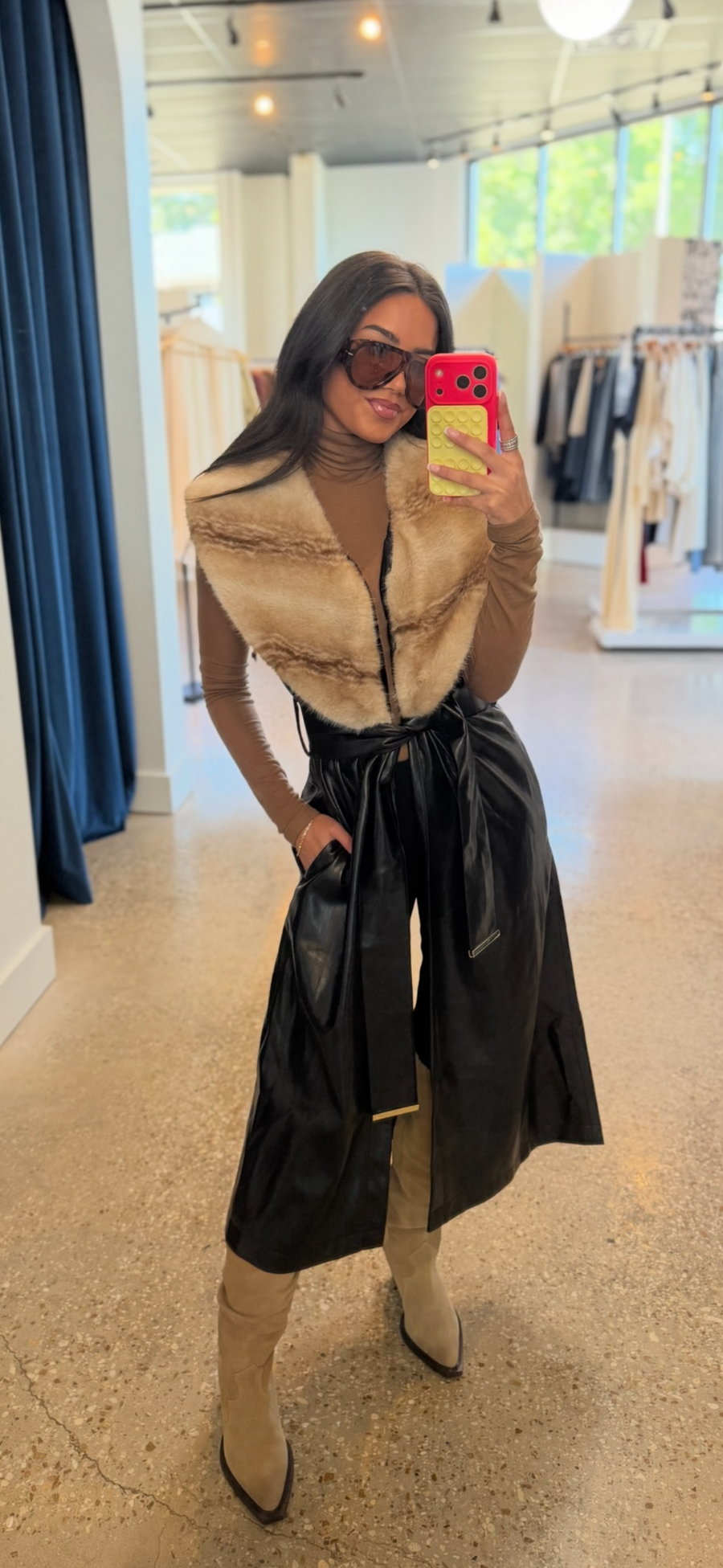 Vera Vest - Black Tie Faux Leather