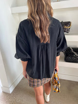 Black Puff Sleeve Top