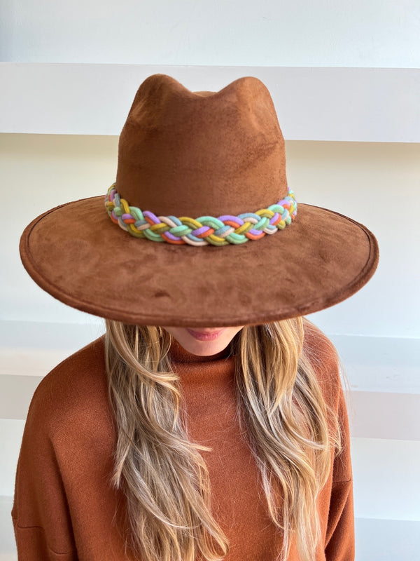 Multi Braid Brown Suede Rancher Hat