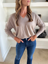 Mushroom Fringe V Neck Sweater