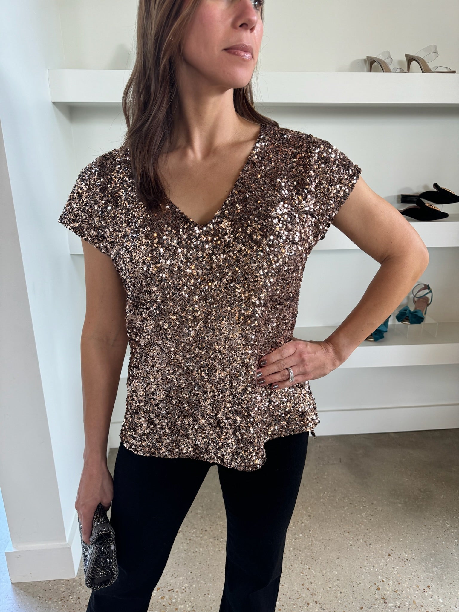 Bronze Sequin Joan Top