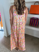 Floral Satin Halter Maxi Dress