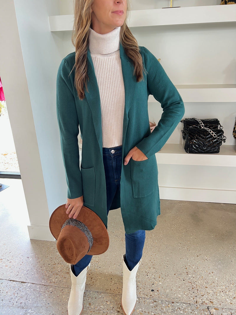 DeLuc Pine Green Parma Long Sleeve Cardigan - Women's Knitwear