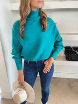 DeLuc Teal Green Cassia Turtleneck Sweater - Women's Fashion Knitwear