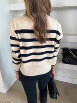 Off White/Black Savage Striped Sweater