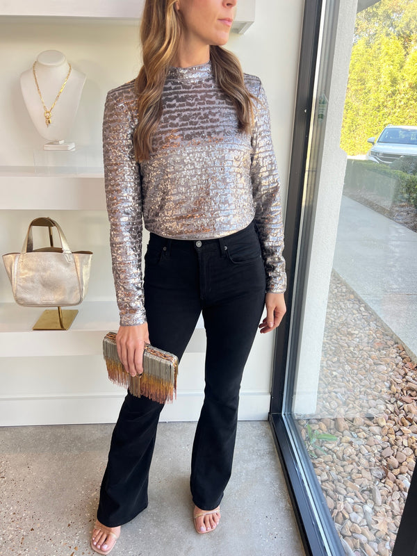 Gun Metal Adalynn Sequin Top