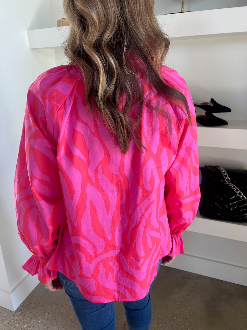 Pink Zebra Poplin Top