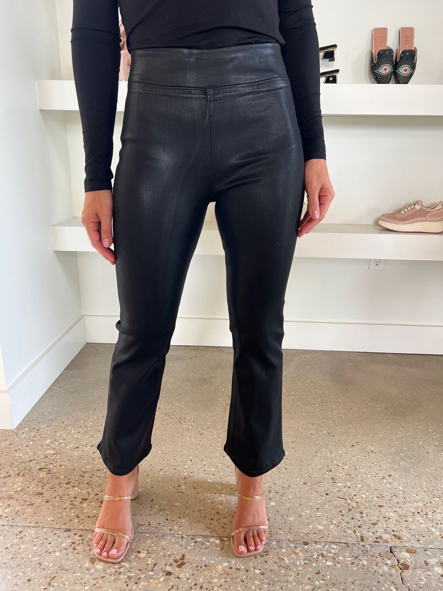 Black Coated Jet Set Crop Mini Boot