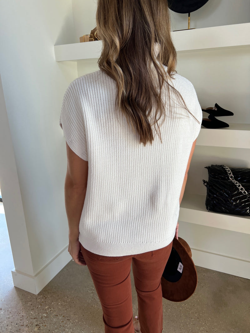 Ivory Ribbed Poncho Sweater