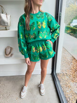 Green Sequin Scattered Butterfly Sweatshirt