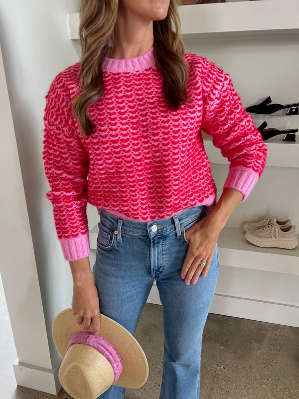 Fuchsia Patterned Knitted Sweater