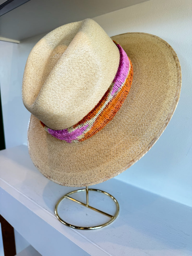 Tan Pink/Orange Ikat Band Hat