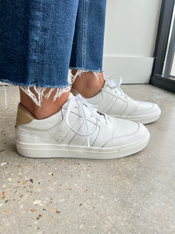 Gold Paragon Lace-up Sneaker with Contrast Heel