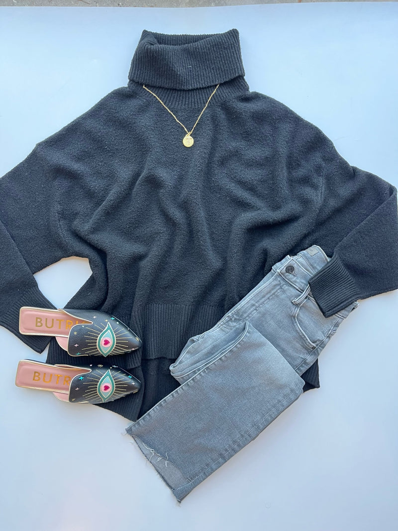 Black Vhari High Neck Jumper