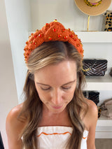 Orange Crochet Studded Headband