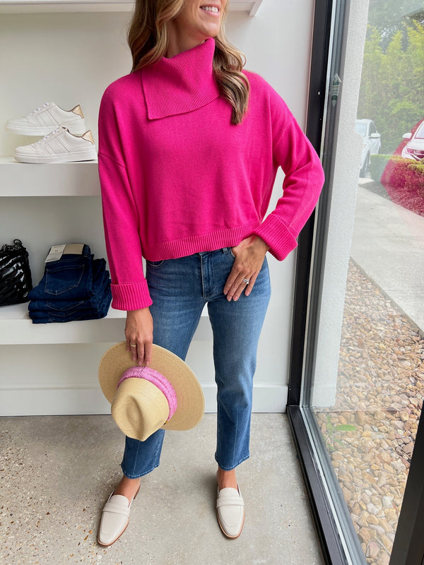 Fuchsia Purple Lily Split Turtleneck